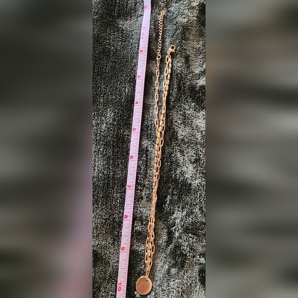 Slide Jewelry Stainless Steel Gold Necklace Multi Chain Design W Disc NIB - Picture 10 of 10